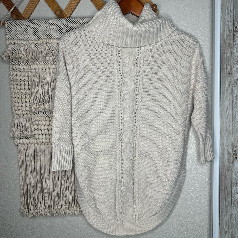 Express Cream Chunky Knit Turtleneck Sweater